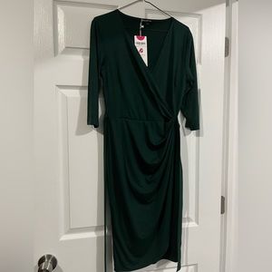 Never worn dark green wrap dress